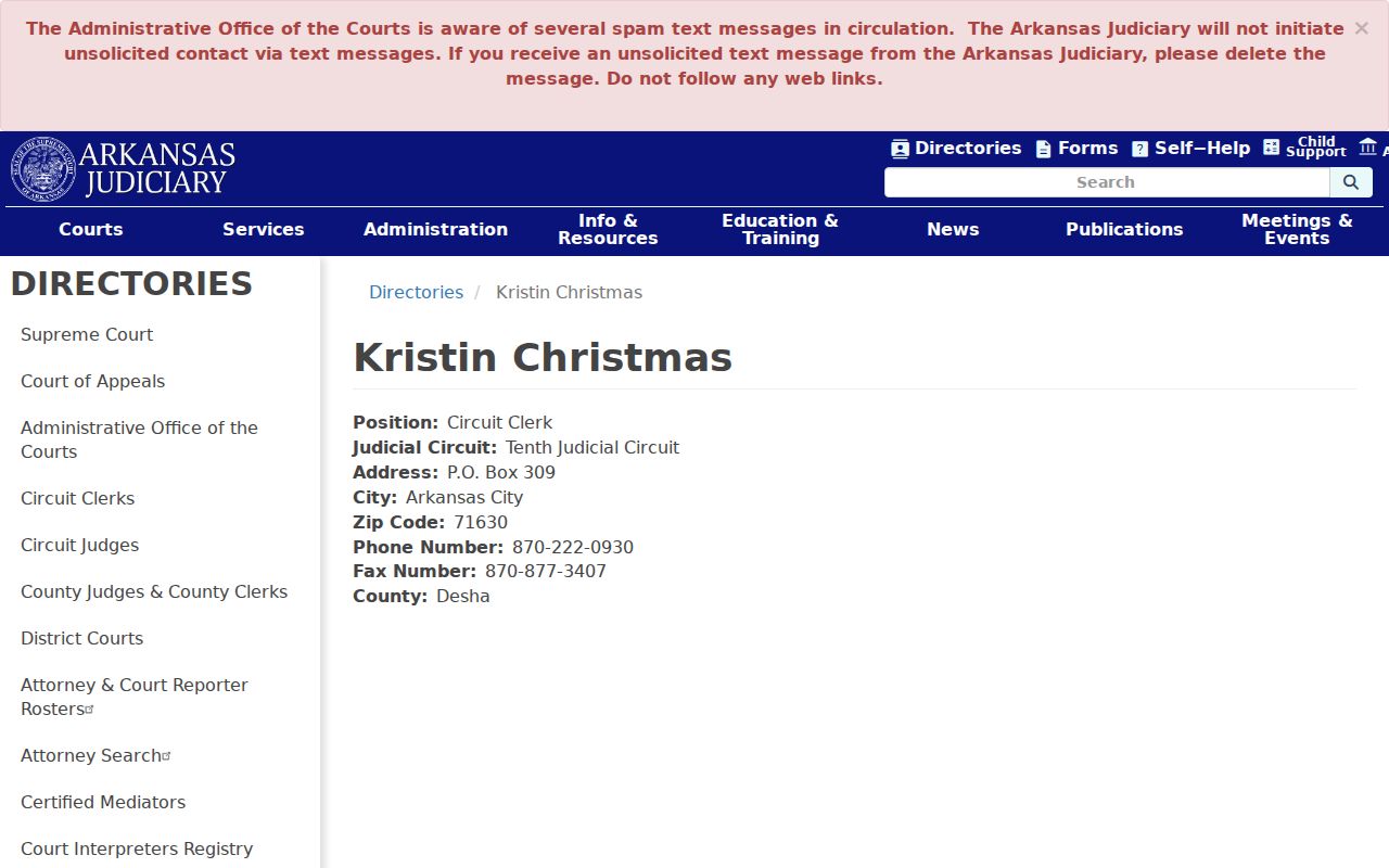 Desha County court case lookup circuit clerk directory