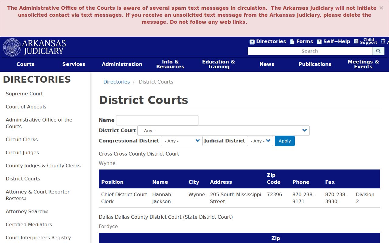 Desha County court case lookup district court directory