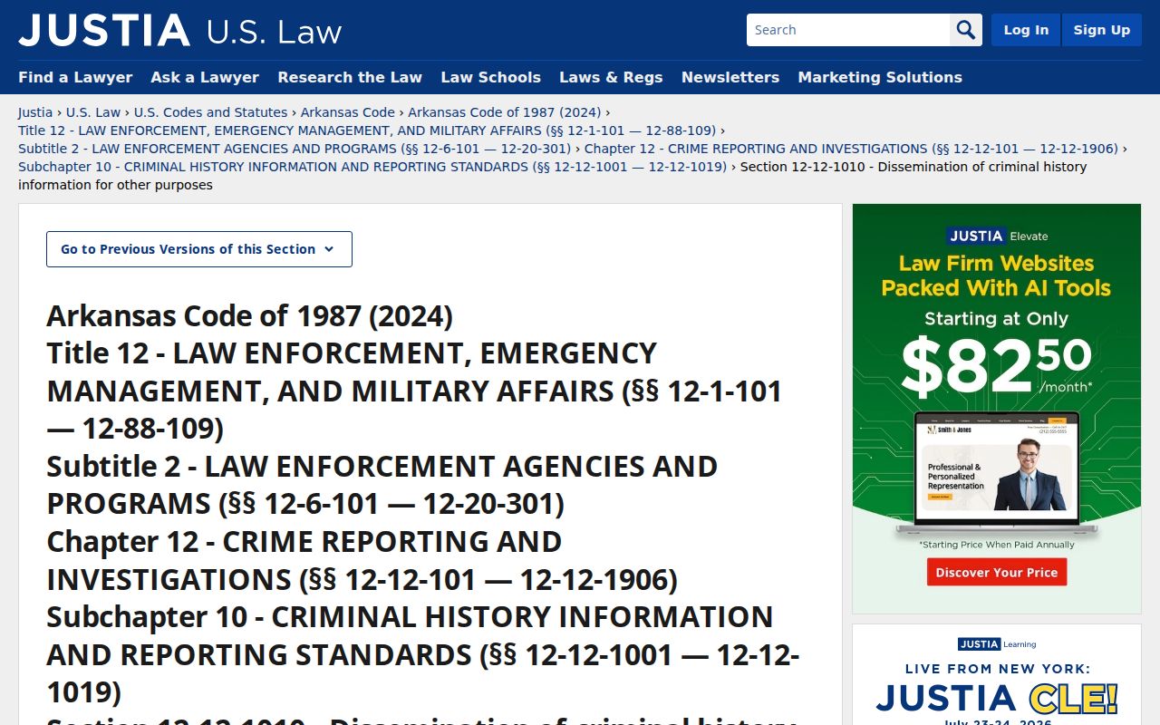 Desha County sex offender lookup Arkansas criminal history dissemination statute